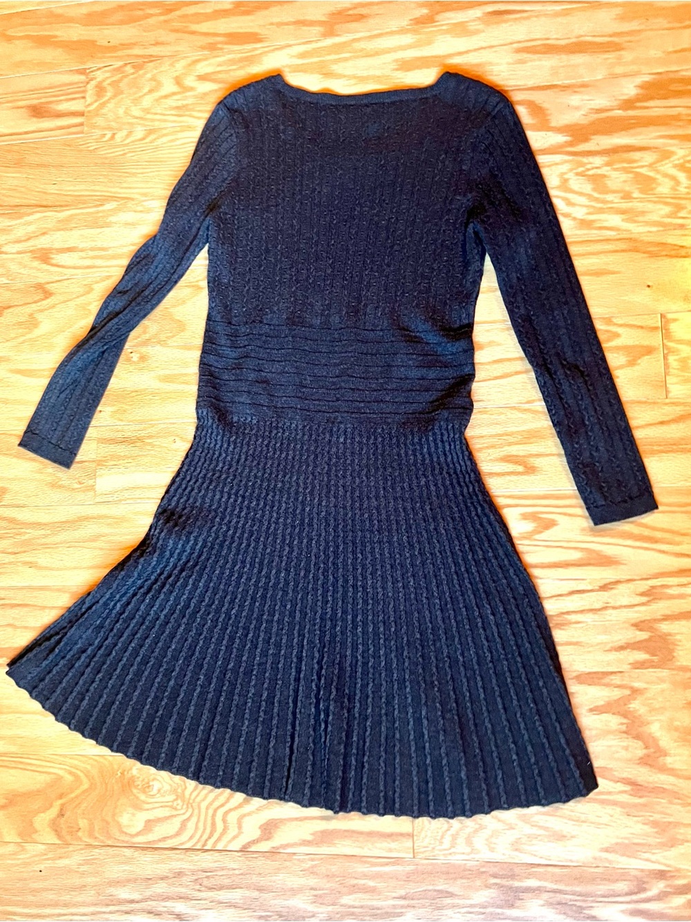 Calvin Klein Gray Long Sleeve Cable Ribbed Fit & Flare Knit Sweater Dress